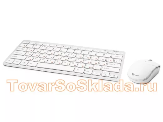 Беспроводной комплект клавиатура+мышь Gembird KBS-7001, 2.4ГГц, серебристый/белый