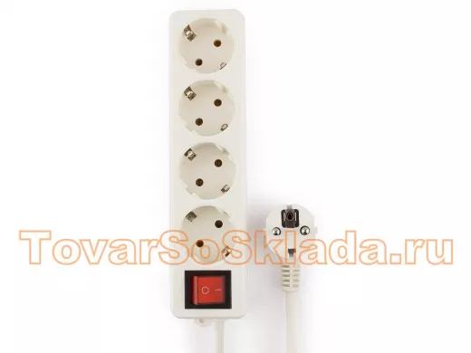 Сетевой удлинитель  Гарнизон ELB-G4-W-5, 4 евророзетки с выключателем и заземлением