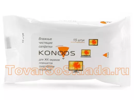 KSN-15 Чист. салф. Konoos для ЖК-экранов ноутбуков, смартфонов, КПК, покетпак 15 шт. KSN-15