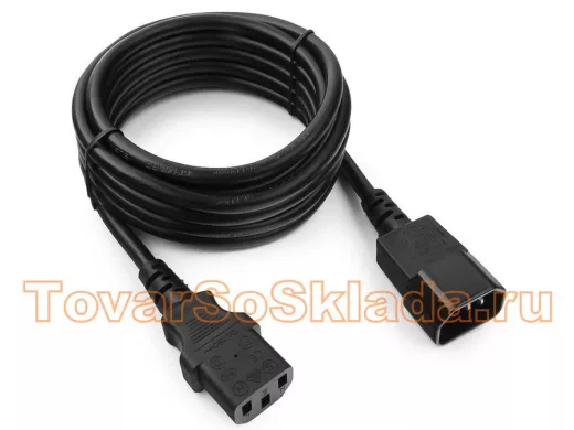 Кабель питания 3м сист.блок-монитор Cablexpert PC-189-1-3M, C13-C14, 3x1кв.мм., черный с заземлени