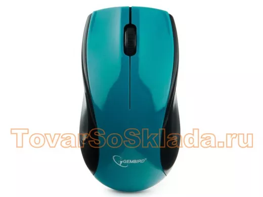 Мышь беспроводная Gembird MUSW-320-B, 2.4ГГц, голубой, 2 кнопки+колесо-кнопка, 1000 DPI, батарейки в