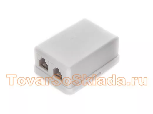 Розетка телефонная TA-102 RJ-11 (6P4C) внешняя 2 порта, белая TA-102