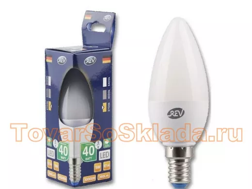 Светодиодная лампа  REV Classic C37 Е14 5W, 2700K, теплый свет