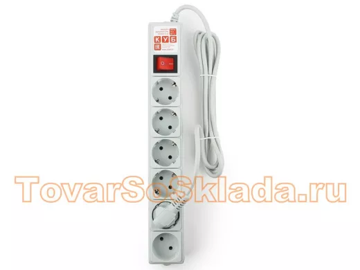 Сетевой фильтр Power Cube 6 розеток 1,9метра  СЕРЫЙ 10А/2,2кВт SPG(5+1)-B-6  5 евро + 1 розетка