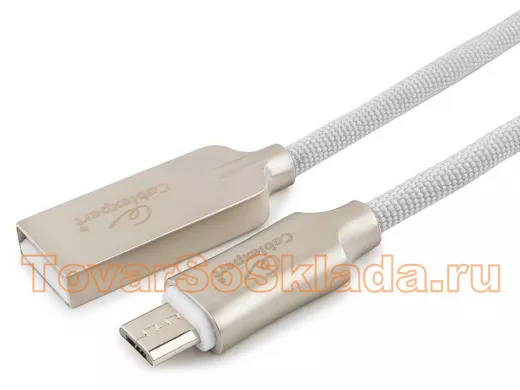 Кабель микро USB (AM/microBM)  1.0 м Cablexpert CC-P-mUSB02W  USB 2.0 , серия Platinum, белый