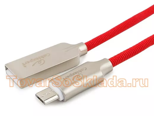 Кабель микро USB (AM/microBM)  1.0 м Cablexpert CC-P-mUSB02R  USB 2.0, серия Platinum,красный