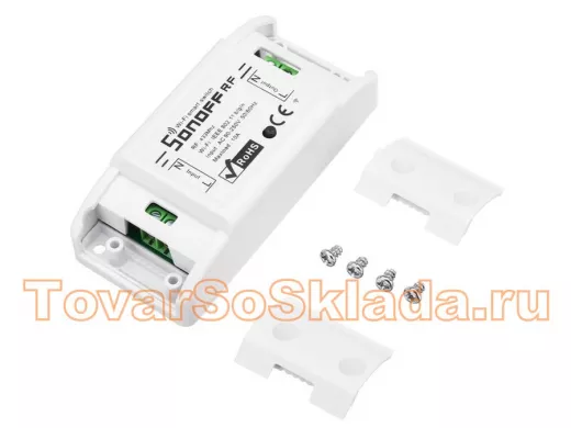 Wi-Fi реле Sоnоff RF, 1 канал 220В 10А, 433мГц, управление с телефона, голосом, с пульта, автовыключ