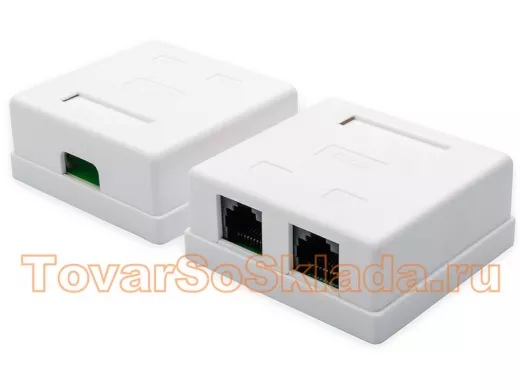 Розетка для витой пары 8р8c 2порта UTP (RG-45) 5 кат. накладная тип 110