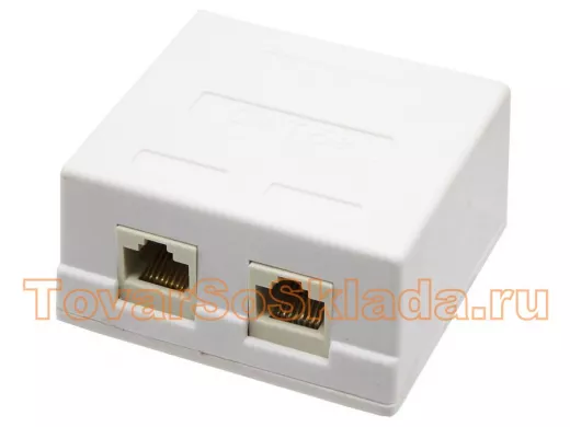 Розетка для витой пары 8р8c 2порта UTP 5  кат. накладная  2 порта BP030 (на блистере)