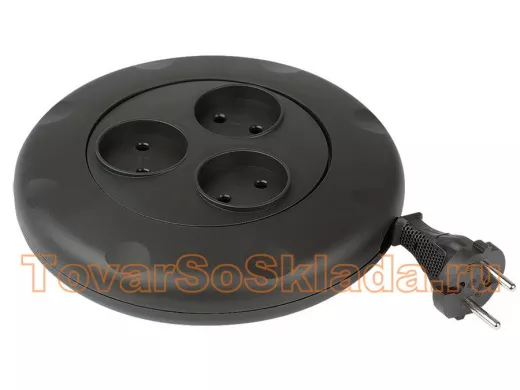 Сетевой удлинитель  Smartbuy  3 гнезда 3 метра 10А/2,2кВт, б/з, круглый, черный (SBE-10-3-03-B)/40