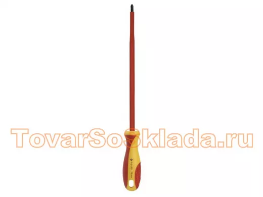 Отвертка диэлектрическая крестовая PH2x175, до 1000В, VDE, прорез.ручка, серт. испыт.