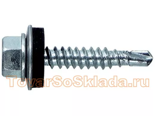 Саморезы 6,3х 32 кровельные, сверло, цинк, с шайбой, к металлическим профилям (2500шт)  9,2