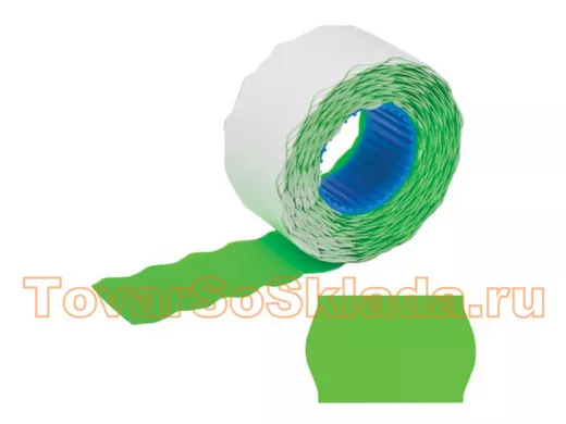 Этикет-лента 26*16мм волна, зеленая, КОМПЛЕКТ 5 рулонов по 800 шт. 