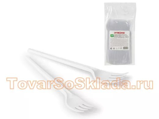 Одноразовые вилки 165мм, КОМПЛЕКТ 100шт., ЭТАЛОН, пластиковые 