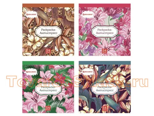 Раскраска-Антистресс 52 рисунка, 54 листа, 200*200  мм., 120 г/м 