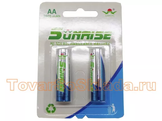 Аккумулятор AA 2600 mAh 1,2В  SUNRISING Ni-Mh 1.2 В AA 2600 мАч, в блистере