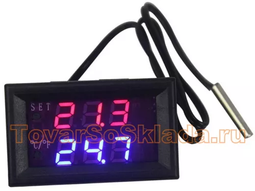 Термостат, от -50 до +110гр, с цифровой индикацией DC12V 20A, корпус 48х29х32мм.