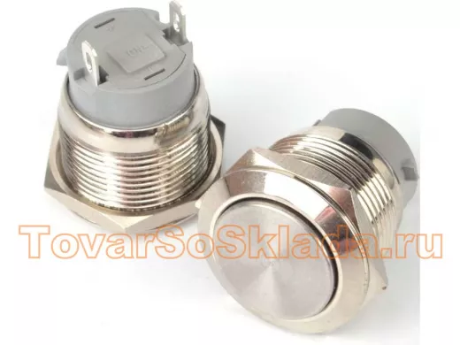 Кнопка с фиксациией, металл 19мм.