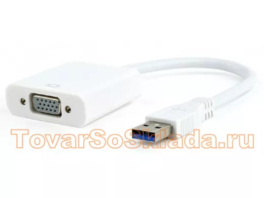 Видеоадаптер (конвертер) USB 3.0 --> VGA Cablexpert AB-U3M-VGAF-01-W, белый