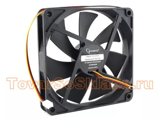 Вентилятор  +12В;  140х140х25мм;  Gembird, гидродинамический, 3 pin, провод 40 см