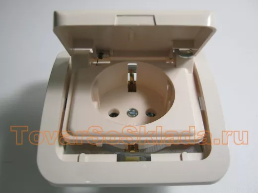 MAKEL  Mimoza розетка,с заземлением, без вставки, кремовая, с крышкой,32009,4409